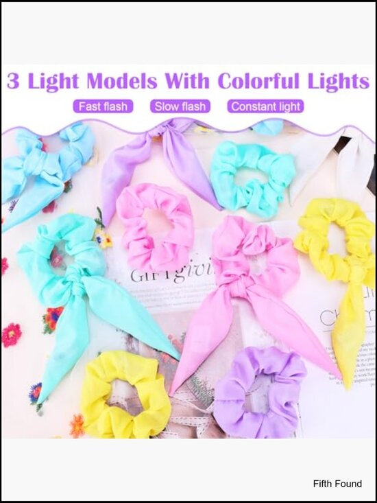 Light Up Scrunchies LED Hair Ties Glow in Dark Party Favors 18 Pack main image 4
